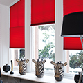 Red pleated blinds.
