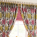 Patterned curtain fabric.