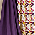 Purple and patterned curtain fabrics.