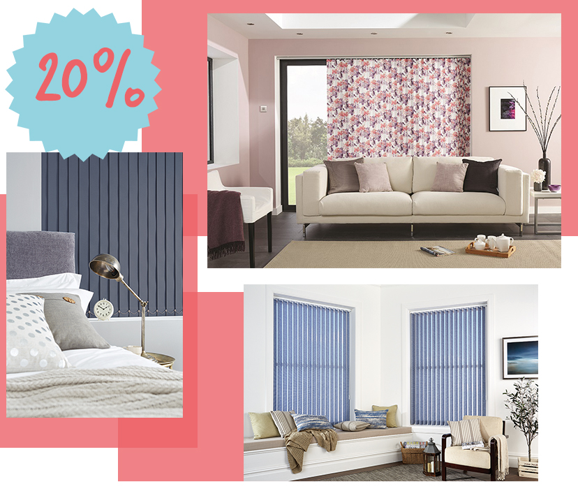 Save 20% on made to measure vertical blinds