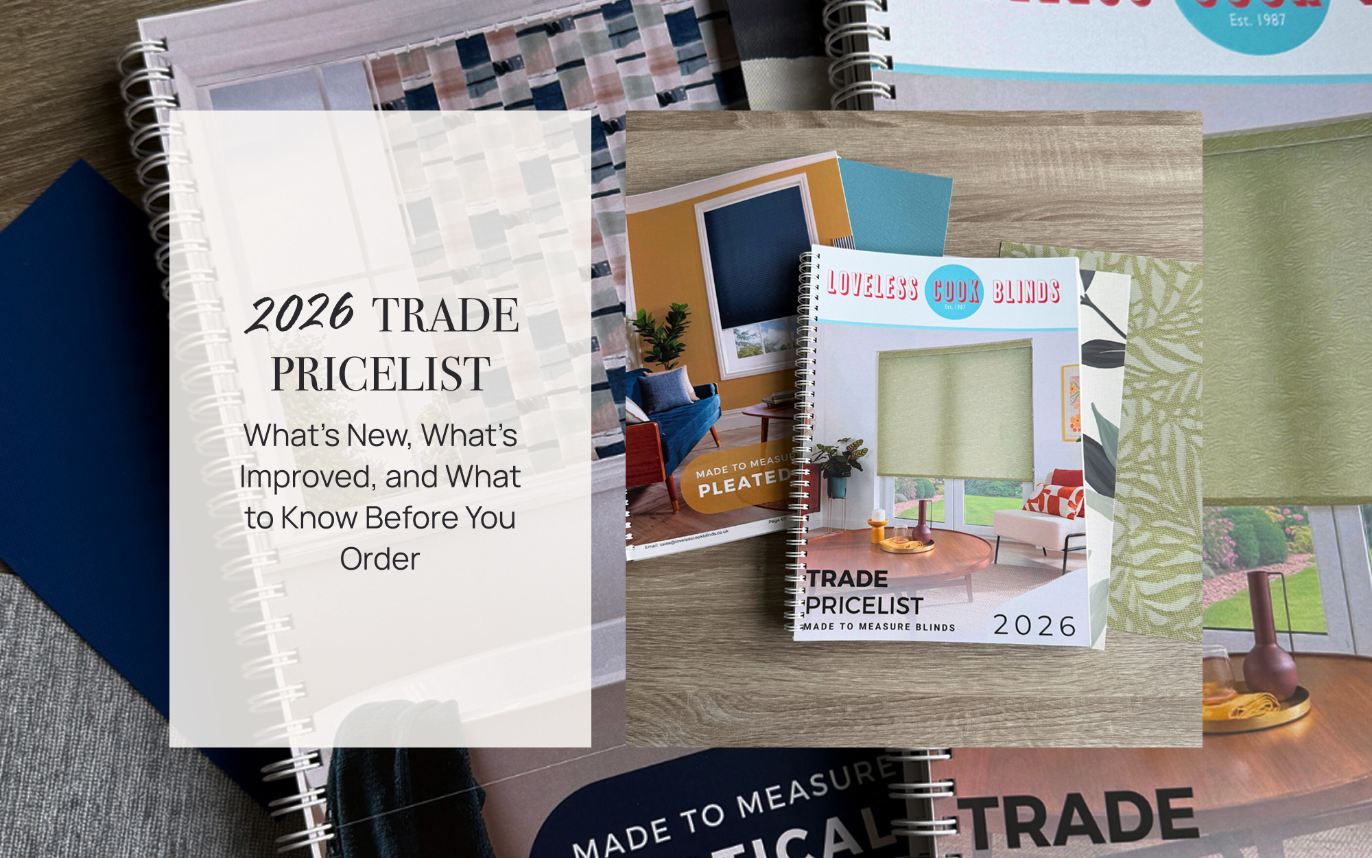 Image showing new 2026 Loveless Cook Blinds trade pricelist