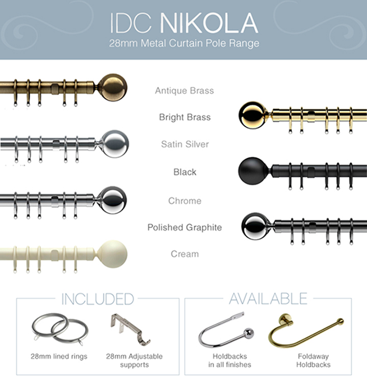 IDC Nikola curtain poles