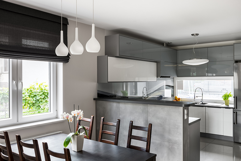 Pendant light fitting over a table