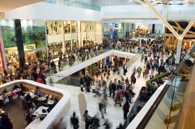 Shoppers in a mall for black Friday sales