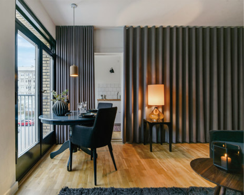 Silent Gliss Curtains in Modern Apartment